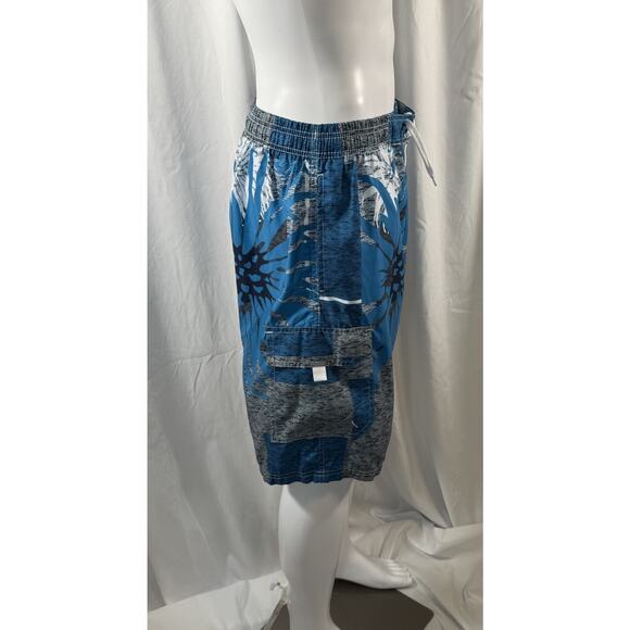 NBN Gear Men's Swim Shorts Trunks Surf Beach Resort Blue Gray White XL 87-39 - Picture 2 of 15